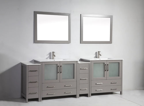 Vanity Art - Westmount 96" Double Sink Bathroom Vanity Set with Sink and Mirrors - 2 Side Cabinets