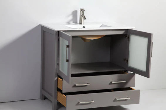 Vanity Art - Westmount 36" Single Sink Bathroom Vanity Set with Sink and Mirror (Ceramic Top)