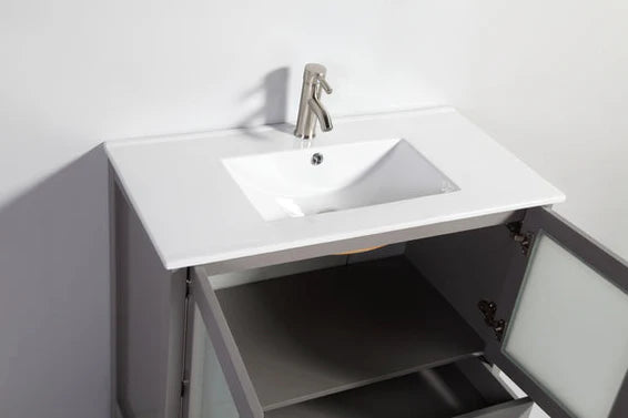 Vanity Art - Westmount 36" Single Sink Bathroom Vanity Set with Sink and Mirror (Ceramic Top)
