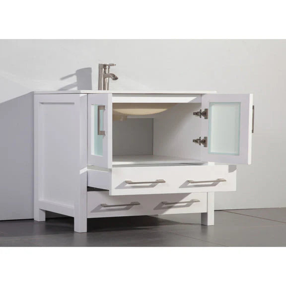 Vanity Art - Westmount 36" Single Sink Bathroom Vanity Set with Sink and Mirror (Ceramic Top)