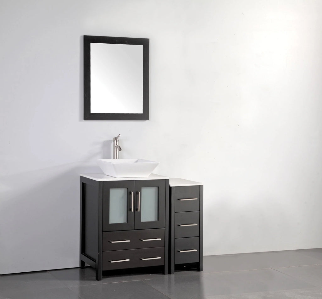 Vanity Art - Westmount 36" Single Sink Bathroom Vanity Set with Sink and Mirror - 1 Side Cabinet