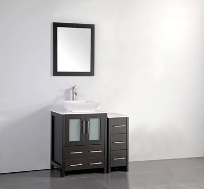 Vanity Art - Westmount 36" Single Sink Bathroom Vanity Set with Sink and Mirror - 1 Side Cabinet