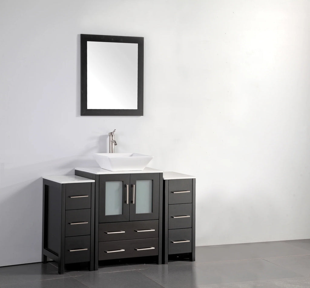 Vanity Art - Bristol 60" Double Vessel Sink Bathroom Vanity Set with Sink and Mirror