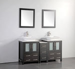 Vanity Art - Bristol 60" Double Vessel Sink Bathroom Vanity Set with Sink and Mirror