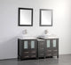 Vanity Art - Bristol 60" Double Vessel Sink Bathroom Vanity Set with Sink and Mirror