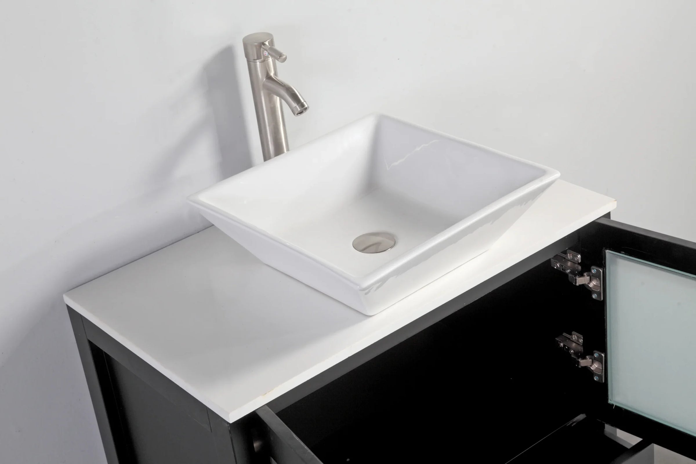 Vanity Art - Bristol 48" Single Vessel Sink Bathroom Vanity Set with Sink and Mirror - 2 Side Cabinets