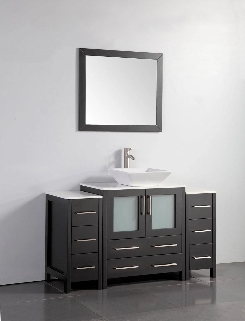 Vanity Art - Westmount 54" Single Sink Bathroom Vanity Set with Sink and Mirror - 2 Side Cabinets
