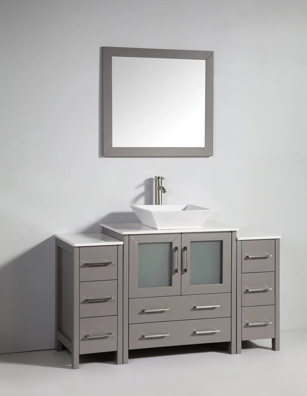 Vanity Art - Westmount 54" Single Sink Bathroom Vanity Set with Sink and Mirror - 2 Side Cabinets