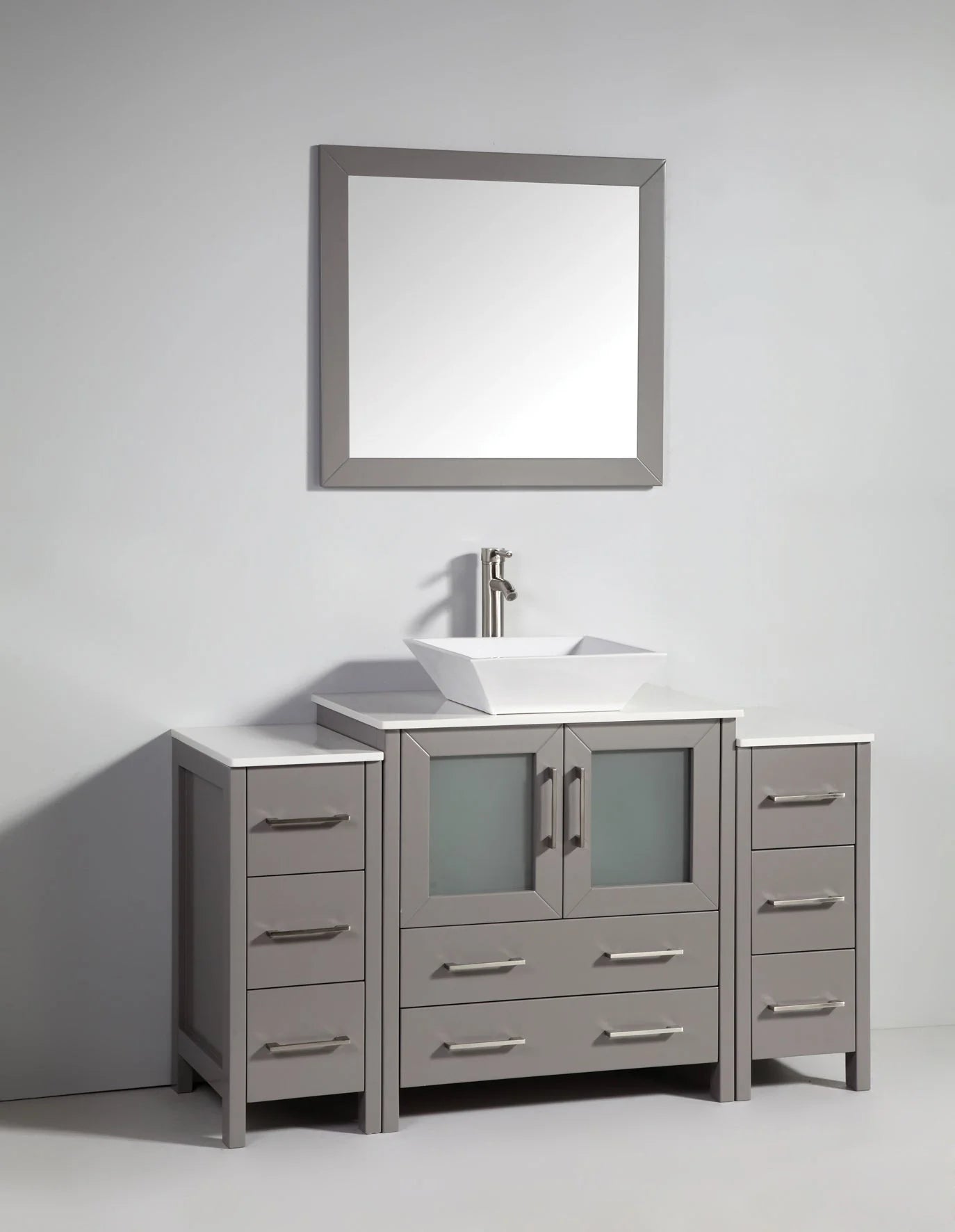 Vanity Art - Westmount 54" Single Sink Bathroom Vanity Set with Sink and Mirror - 2 Side Cabinets
