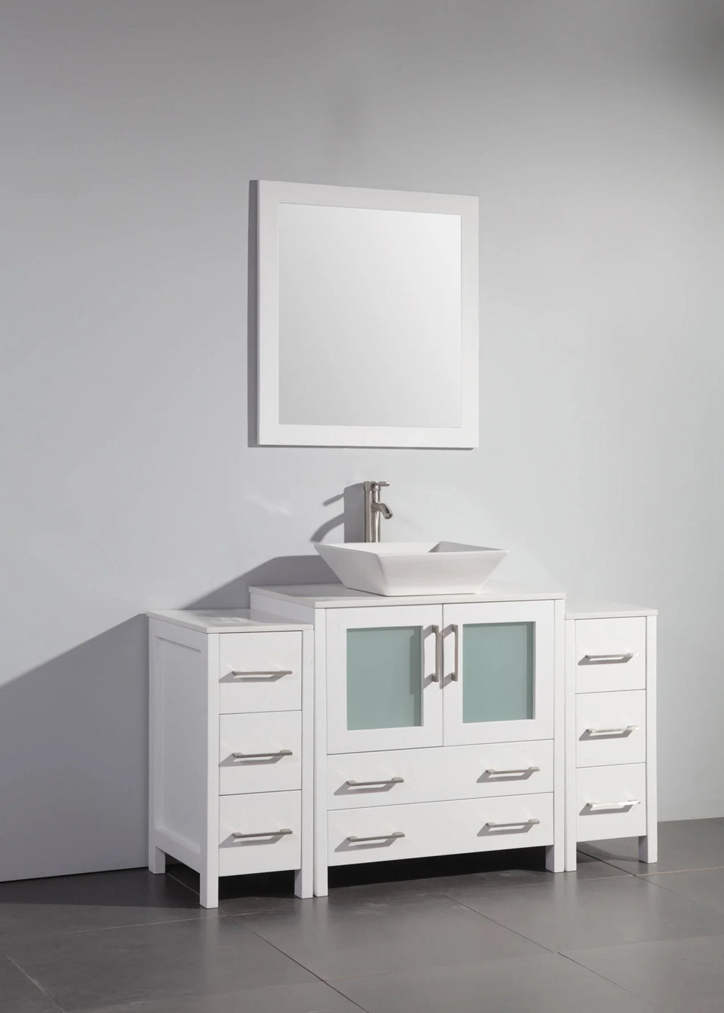 Vanity Art - Westmount 54" Single Sink Bathroom Vanity Set with Sink and Mirror - 2 Side Cabinets