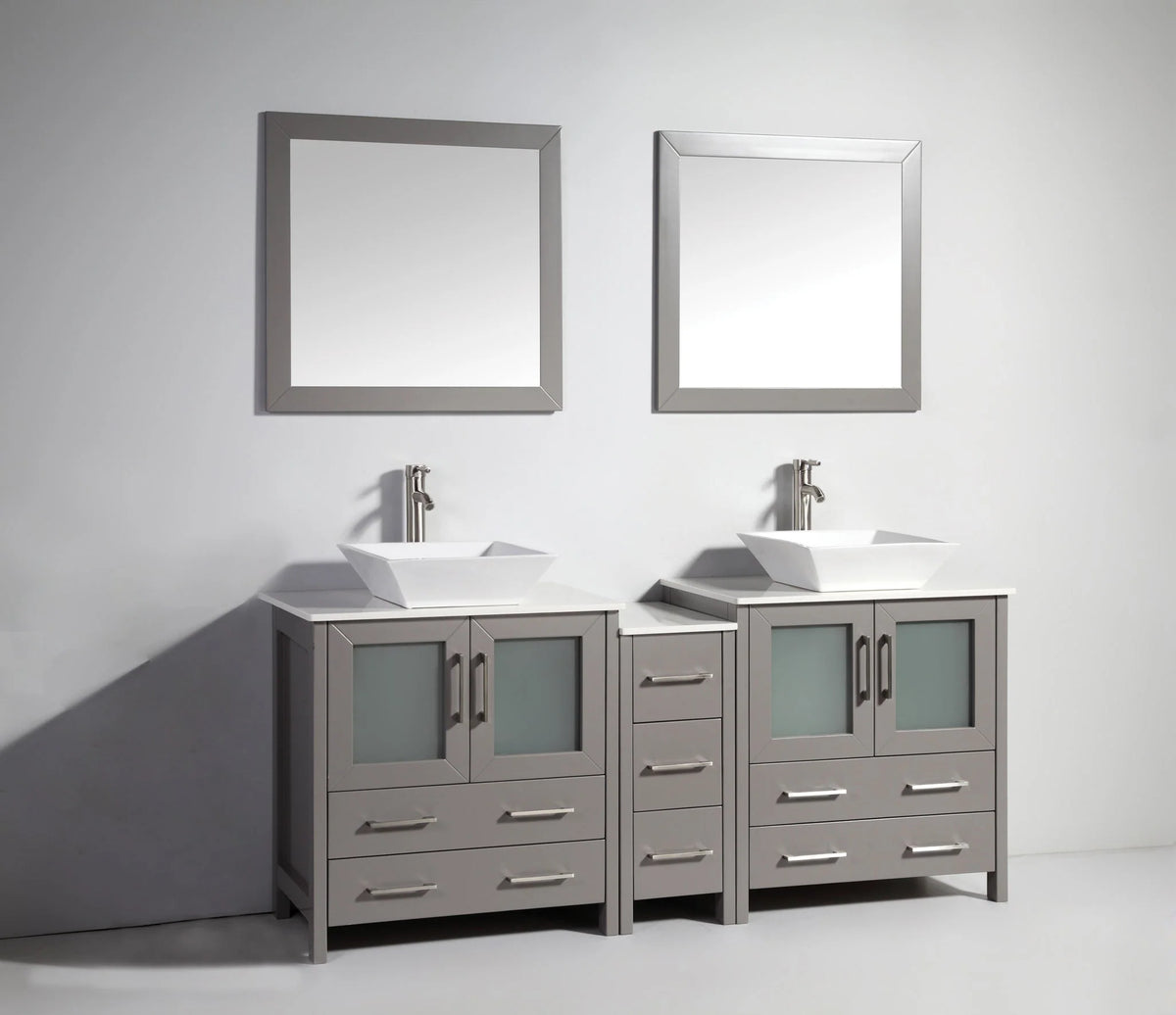 Vanity Art - Westmount 72" Double Sink Bathroom Vanity Set with Sink and Mirrors - 1 Side Cabinet