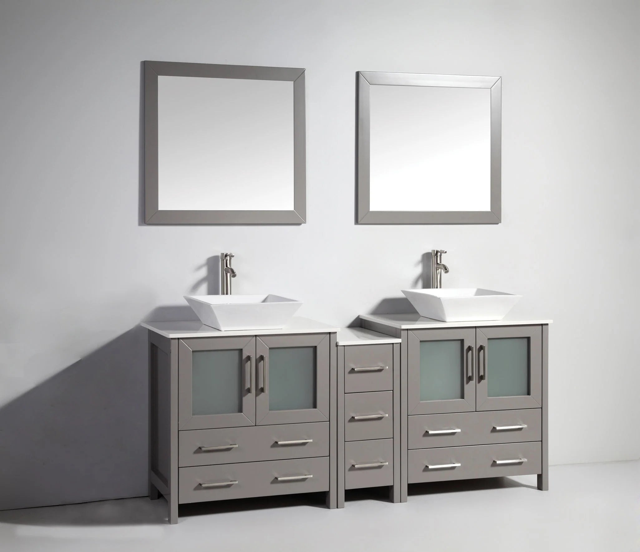 Vanity Art - Westmount 72" Double Sink Bathroom Vanity Set with Sink and Mirrors - 1 Side Cabinet
