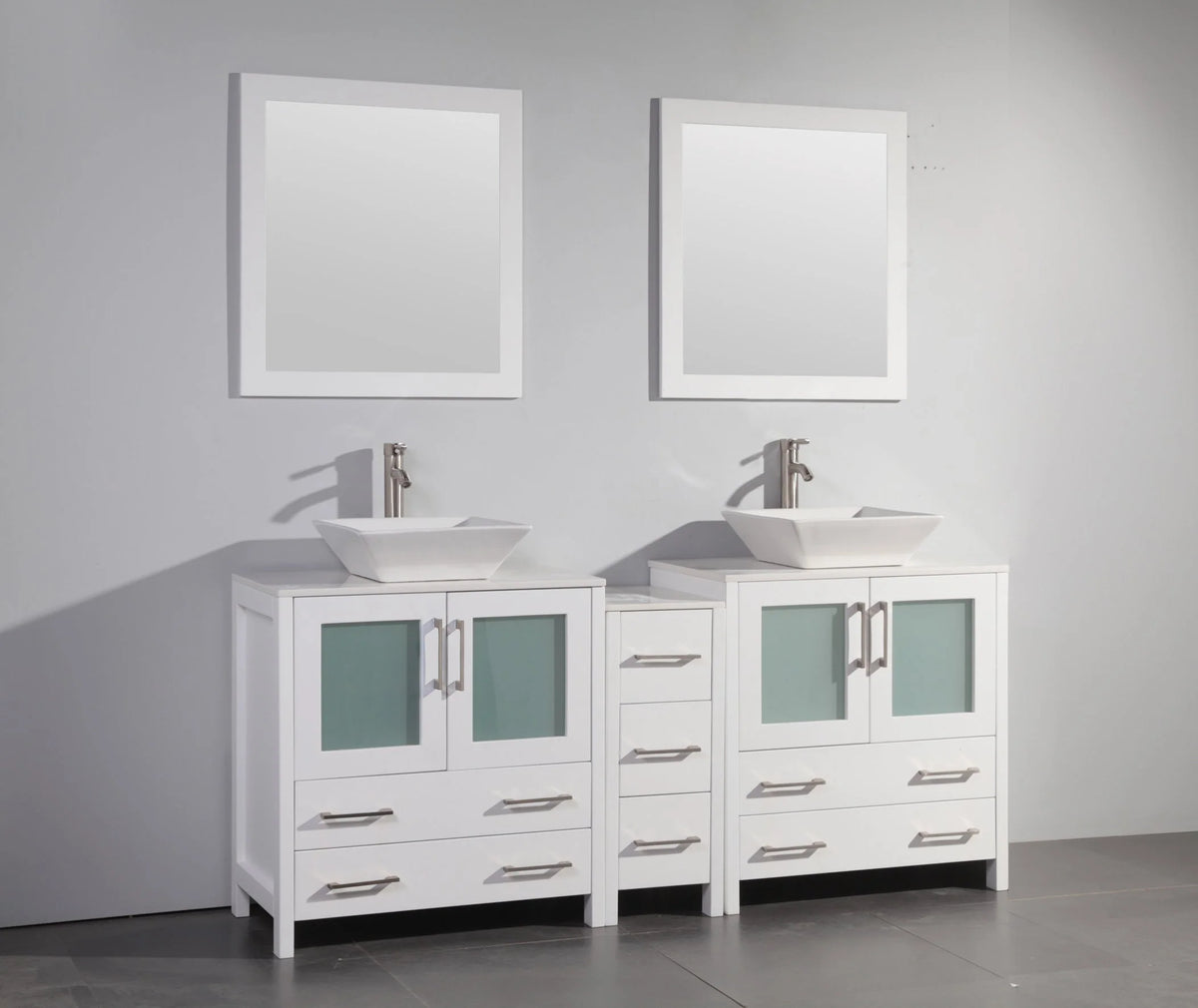 Vanity Art - Westmount 72" Double Sink Bathroom Vanity Set with Sink and Mirrors - 1 Side Cabinet