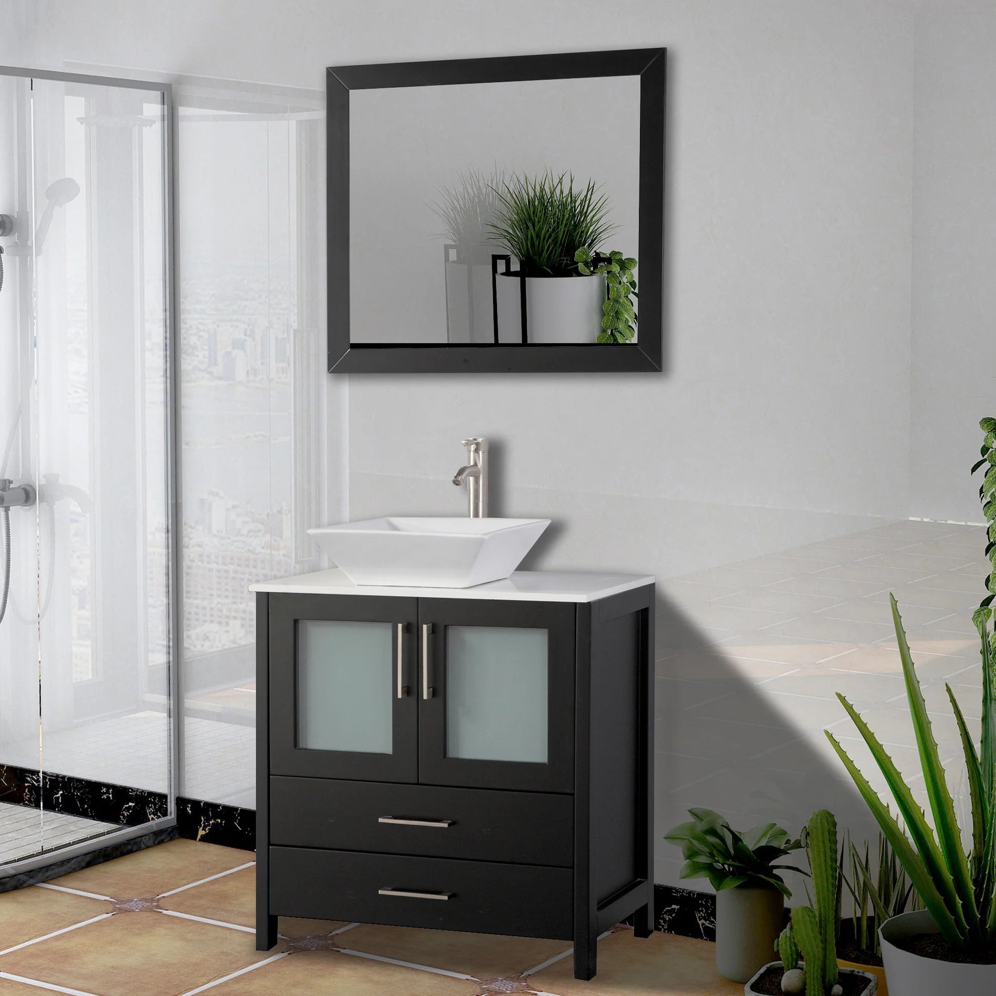 Vanity Art - Bristol 30" Single Vessel Sink Bathroom Vanity Set with Sink and Mirror