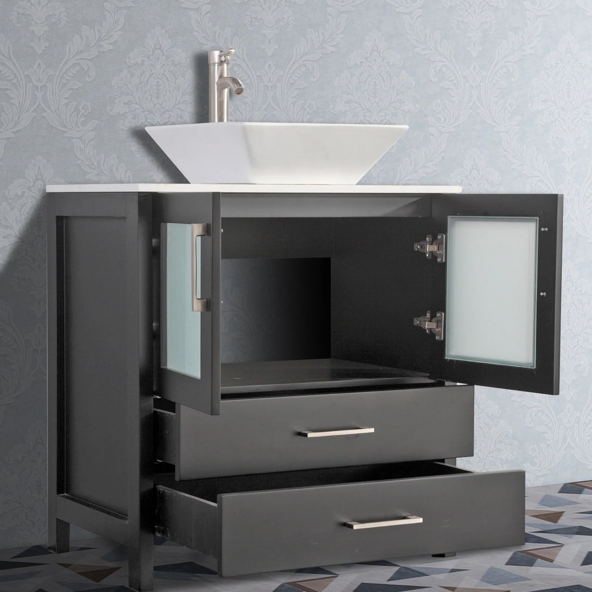 Vanity Art - Bristol 30" Single Vessel Sink Bathroom Vanity Set with Sink and Mirror
