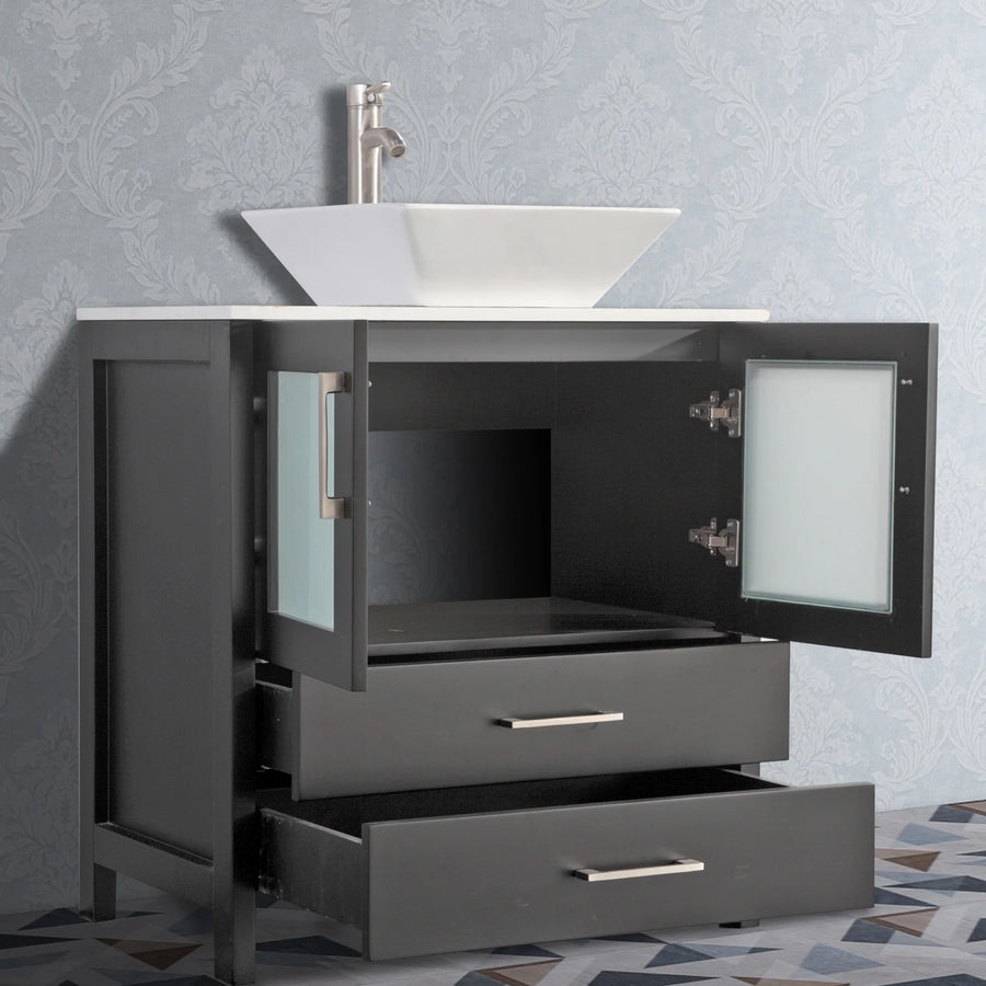 Vanity Art - Bristol 30" Single Vessel Sink Bathroom Vanity Set with Sink and Mirror
