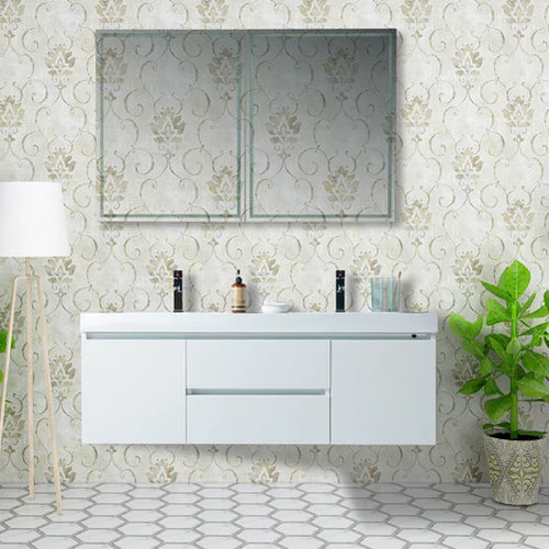 Vanity Art - Juliet 60" LED Lighted Wall-Mount Double Sink Bathroom Vanity