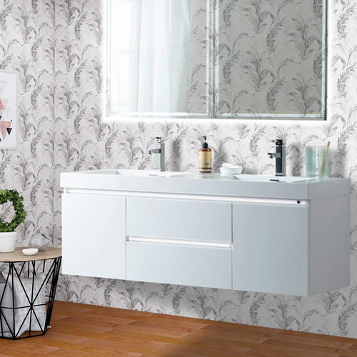 Vanity Art - Juliet 60" LED Lighted Wall-Mount Double Sink Bathroom Vanity