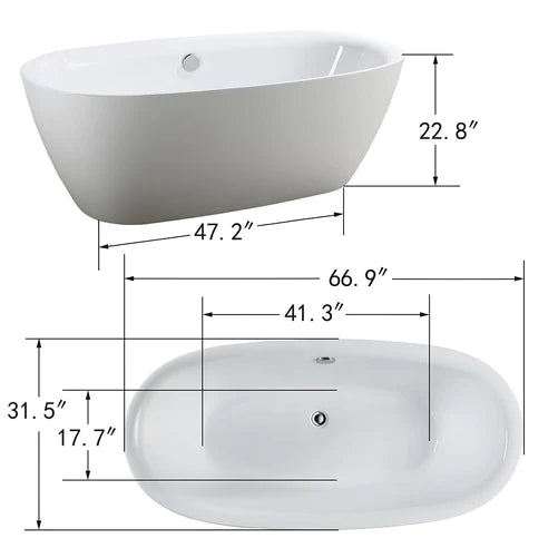 Venice 67" Acrylic Freestanding Bathtub