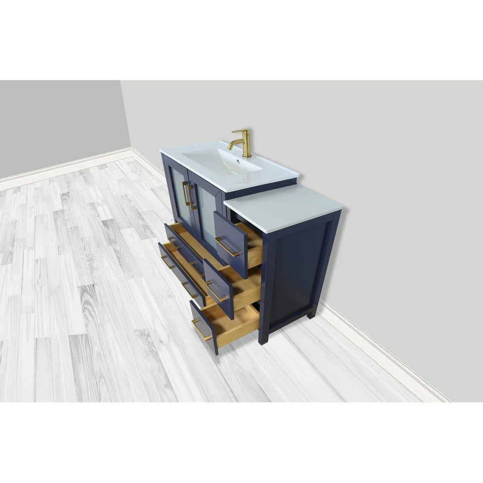 Vanity Art - Westmount 42" Single Sink Bathroom Vanity Set with Sink and Mirror - 1 Side Cabinet