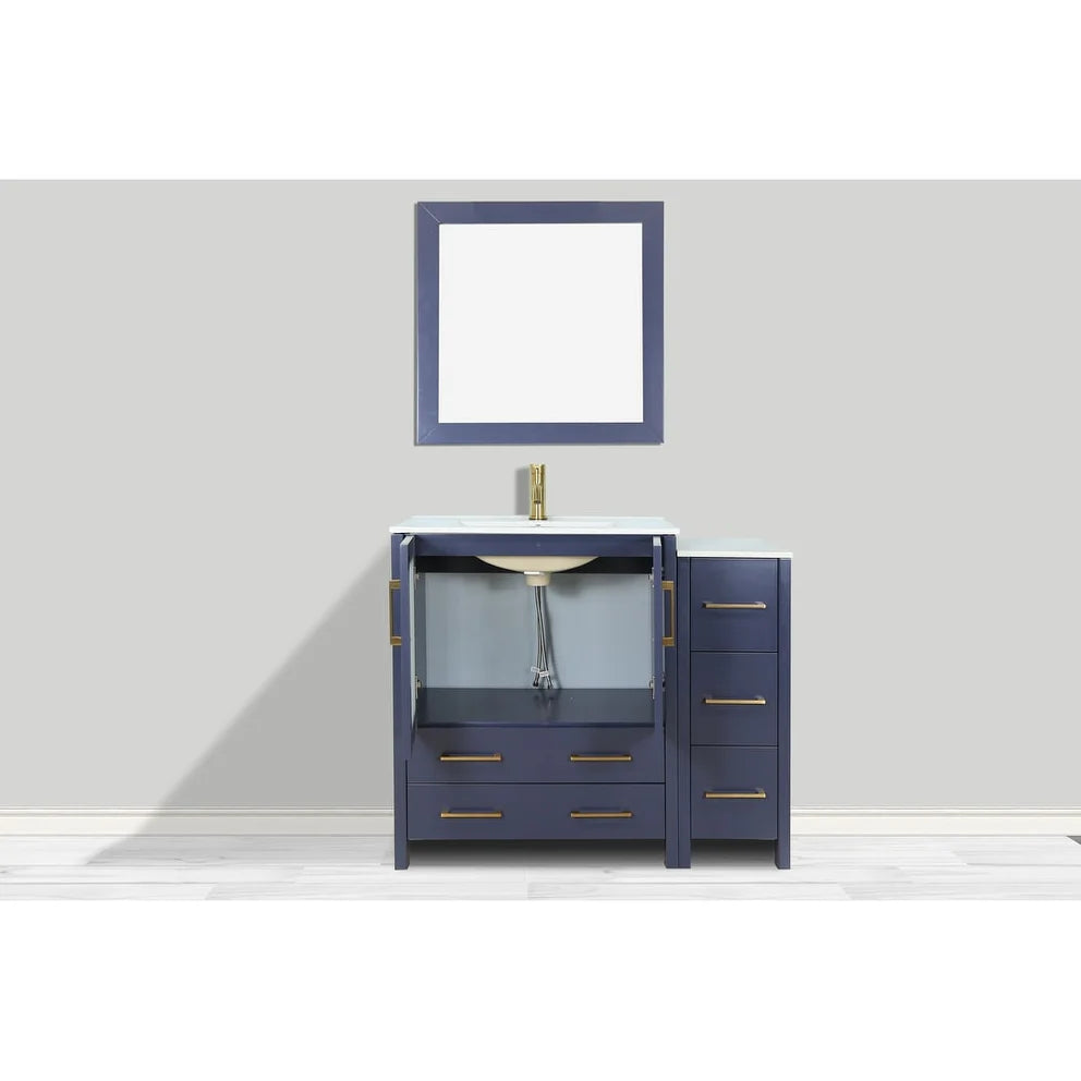 Vanity Art - Westmount 42" Single Sink Bathroom Vanity Set with Sink and Mirror - 1 Side Cabinet