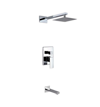 Aqua Piazza Brass Shower Set with 8″ Square Rain Shower and Tub Filler