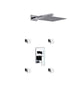 Aqua Piazza Brass Shower Set with 12″ Square Rain Shower and 4 Body Jets