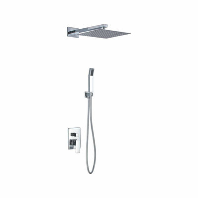 Aqua Piazza Brass Shower Set with12″ Square Rain Shower and Handheld
