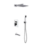 Aqua Piazza Brass Shower Set with 12″ Square Rain Shower, Handheld and Tub Filler