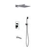 Aqua Piazza Brass Shower Set with 12″ Square Rain Shower, Handheld and Tub Filler