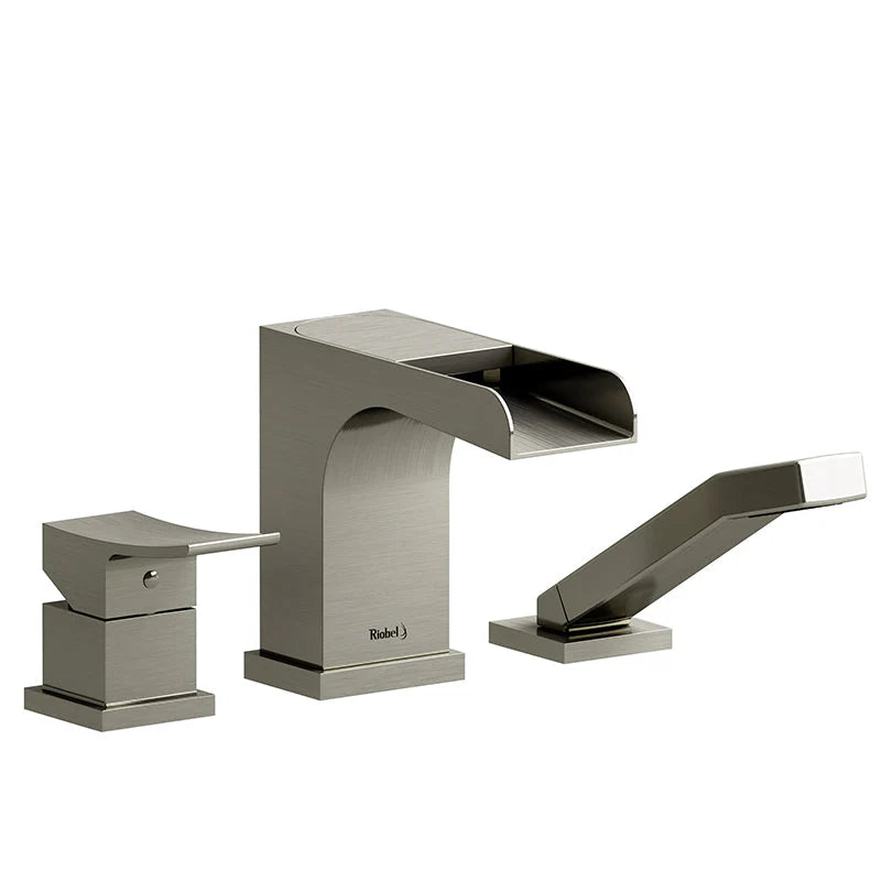 Riobel Zendo 3-Piece Open Spout Deck-Mount Tub Filler with Hand Shower