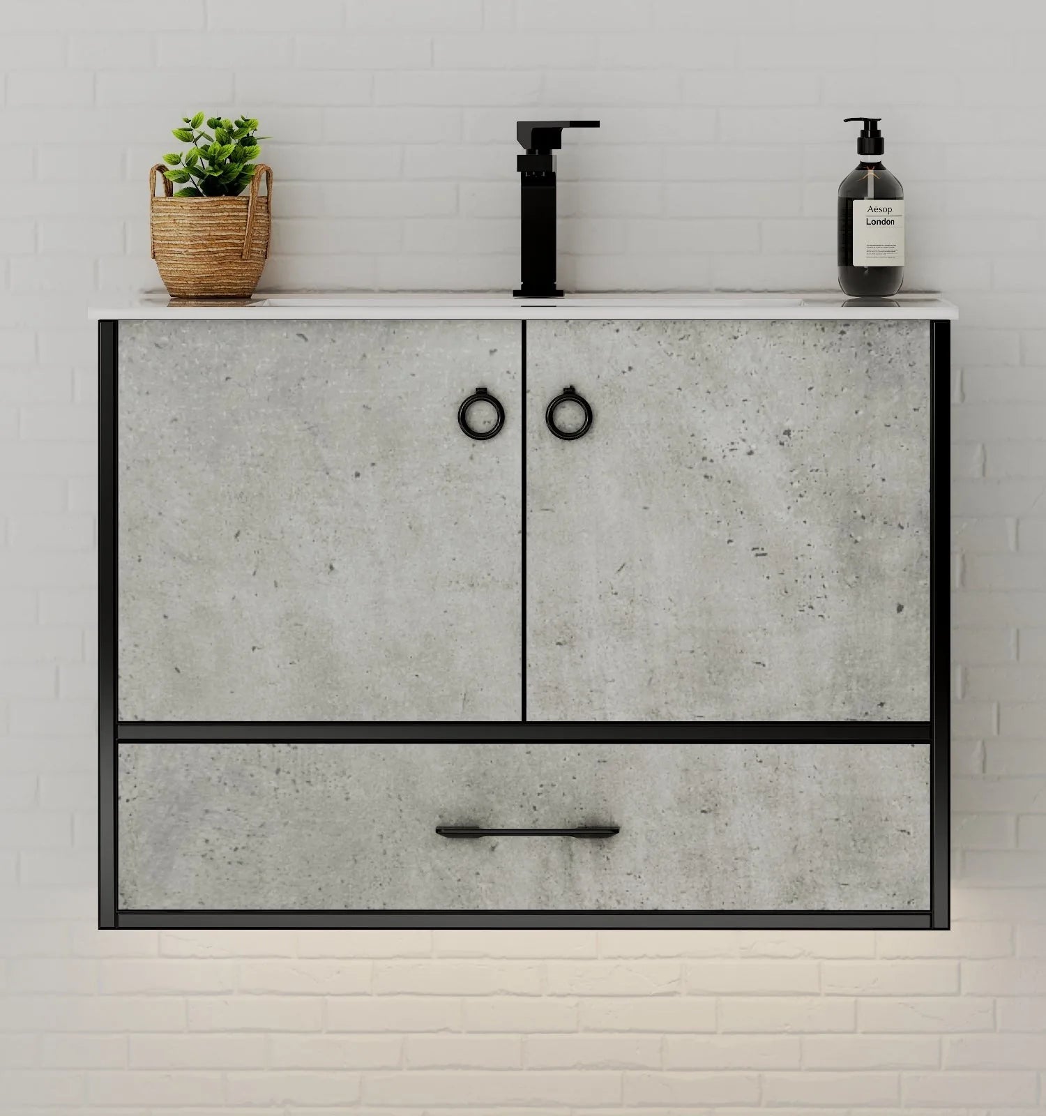 Aventino 30" Concrete-Style Floating Single-Sink Vanity with Sintered Stone Top