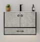 Aventino 30-inch pure white grey flat floating single-sink vanity — sintered stone top