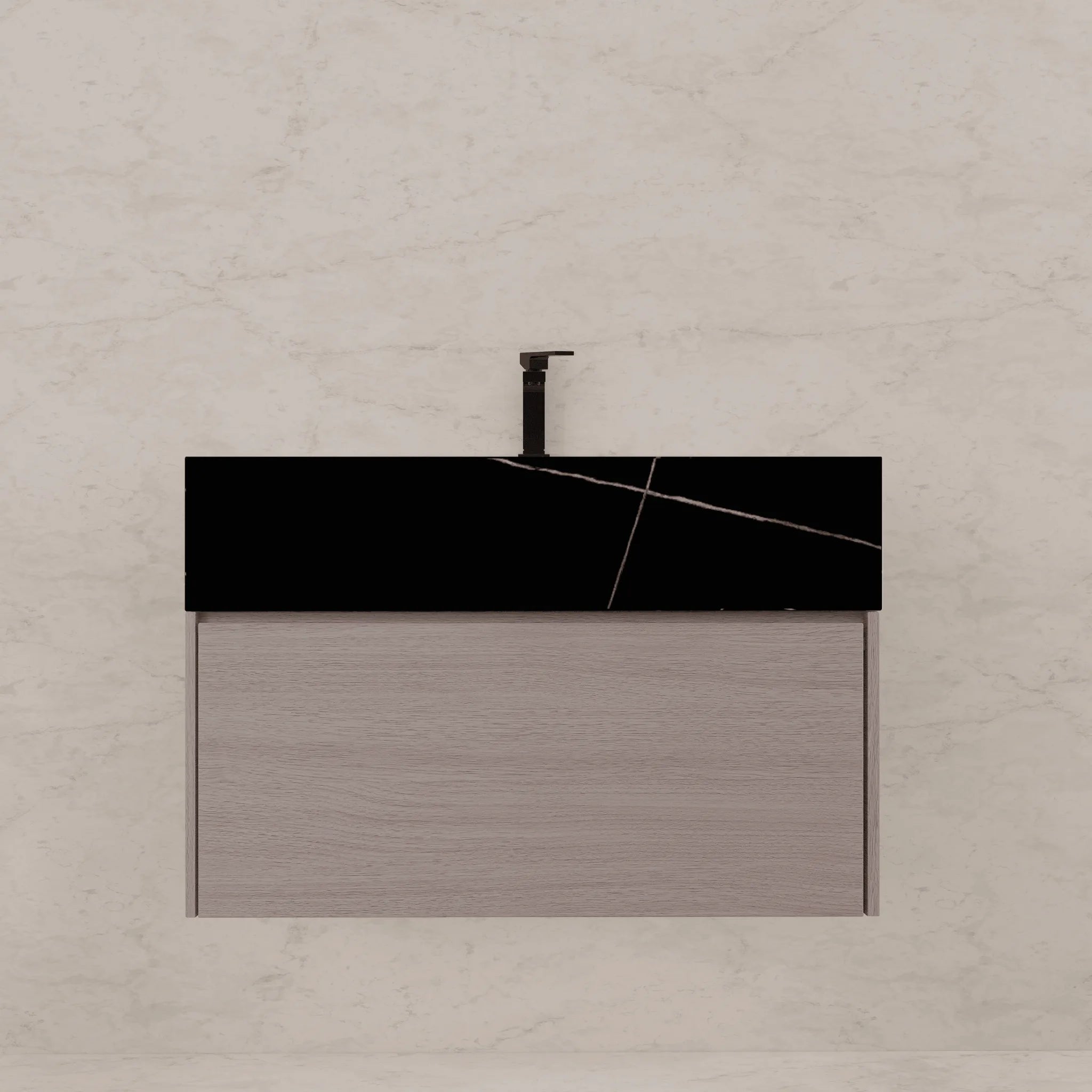 Aventino 32"/36"/40" White Grey Oak Fluted Floating Single-Sink Vanity with Sintered Stone Top