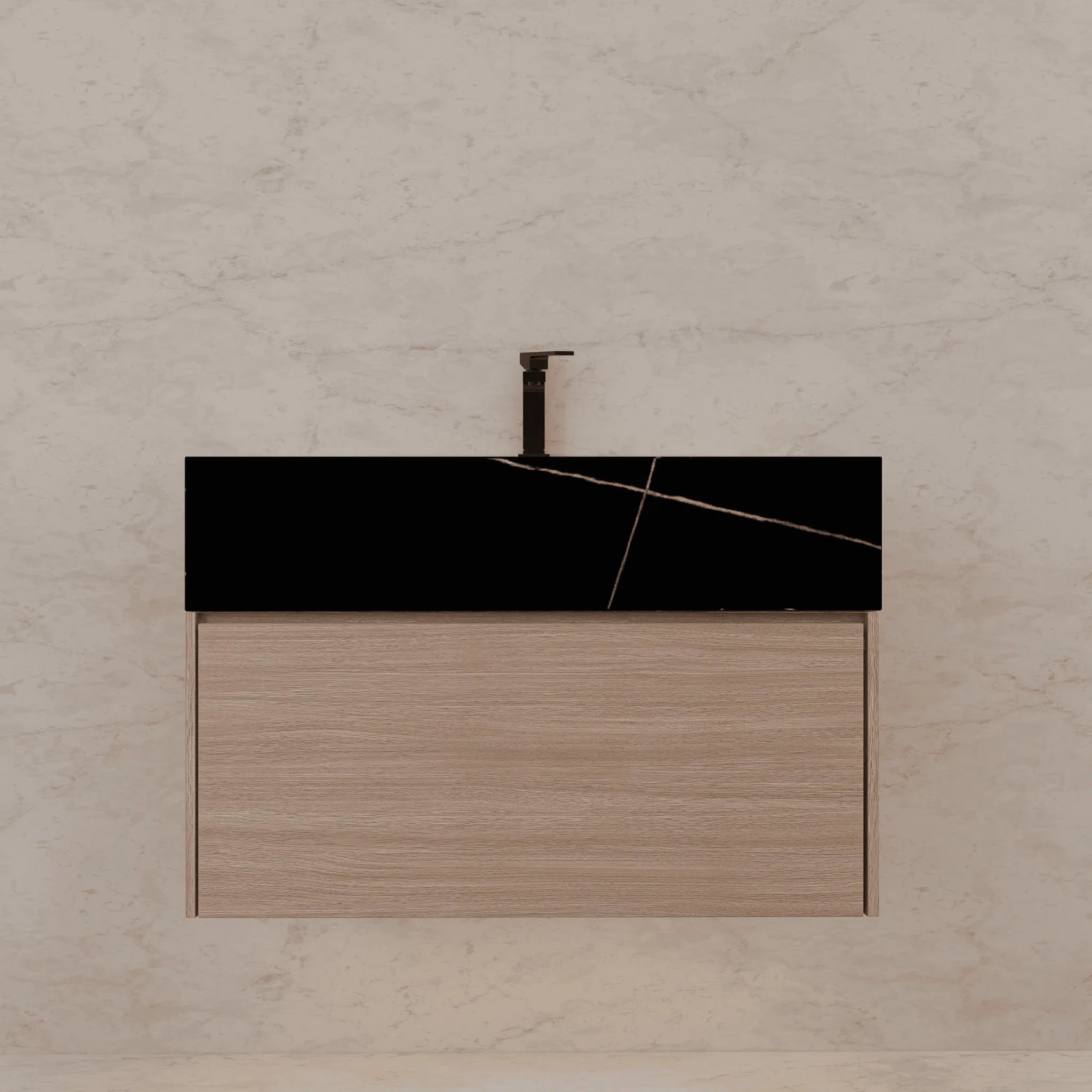 Aventino 32"/36"/40" Smoked Oak Fluted Floating Single-Sink Vanity with Sintered Stone Top