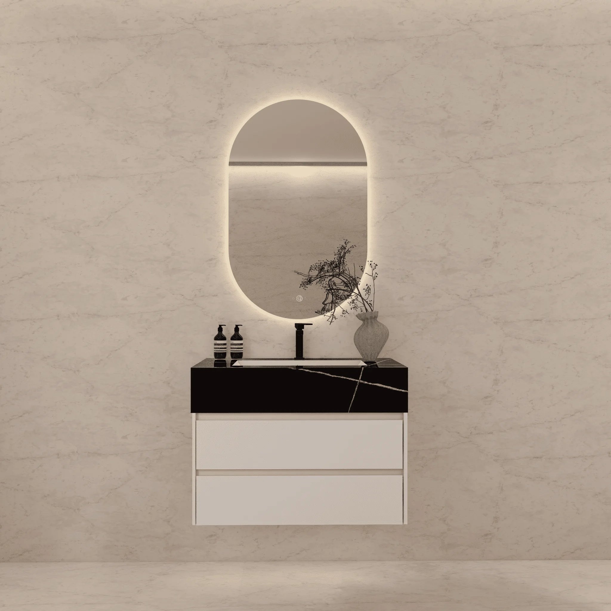 Aventino 32"/36"/40" Fluted Floating Single-Sink Vanity with Sintered Stone Top
