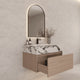 Aventino 32-40-inch calacatta black fluted floating single-sink vanity — sintered stone top