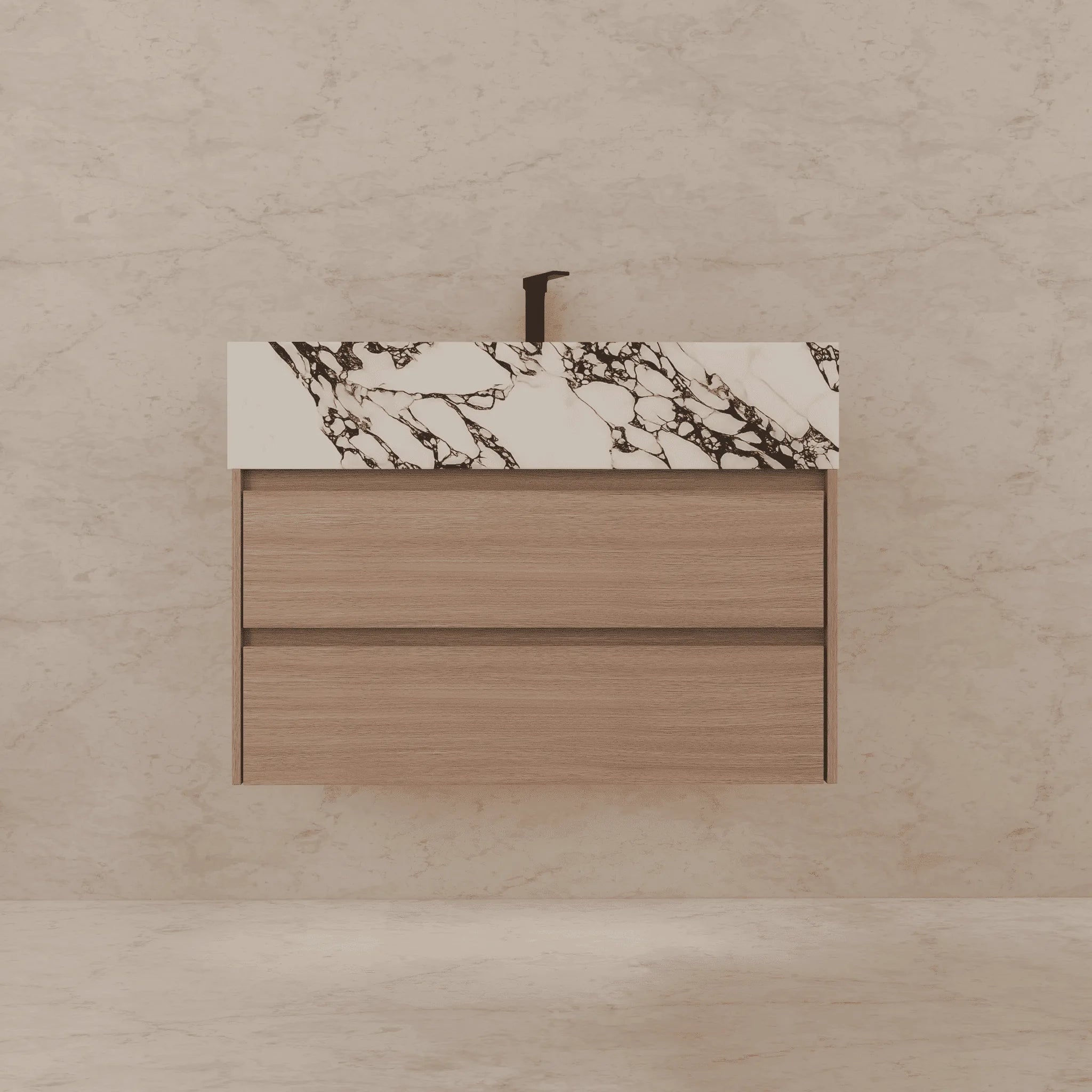 Aventino 32"/36"/40" Fluted Floating Single-Sink Vanity with Sintered Stone Top