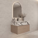 Aventino 32-40-inch calacatta black fluted floating single-sink vanity — sintered stone top