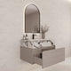 Aventino 32-40-inch calacatta black fluted floating single-sink vanity — sintered stone top
