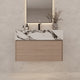 Aventino 32-40-inch calacatta black fluted floating single-sink vanity — sintered stone top