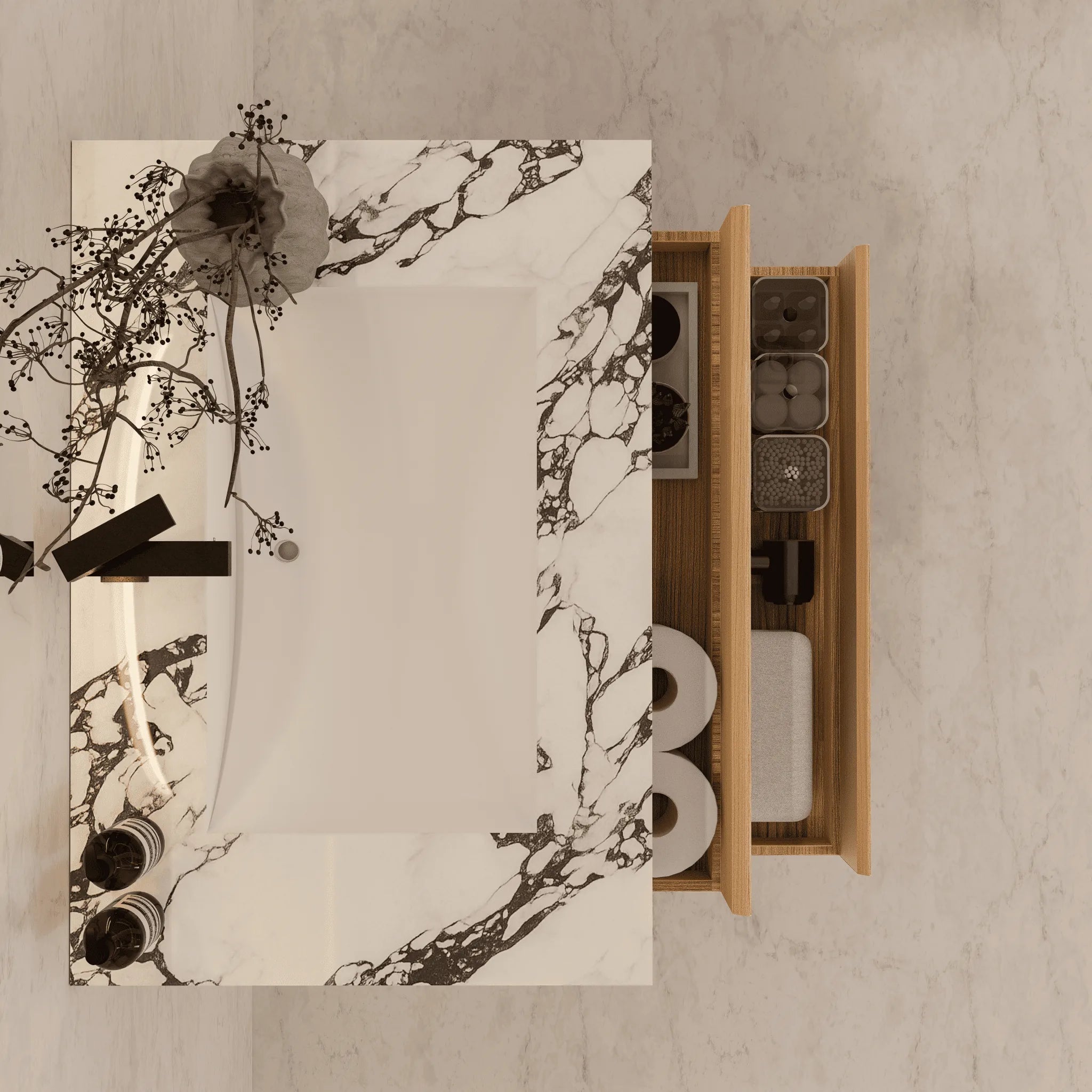 Aventino 32"/36"/40" Fluted Floating Single-Sink Vanity with Sintered Stone Top