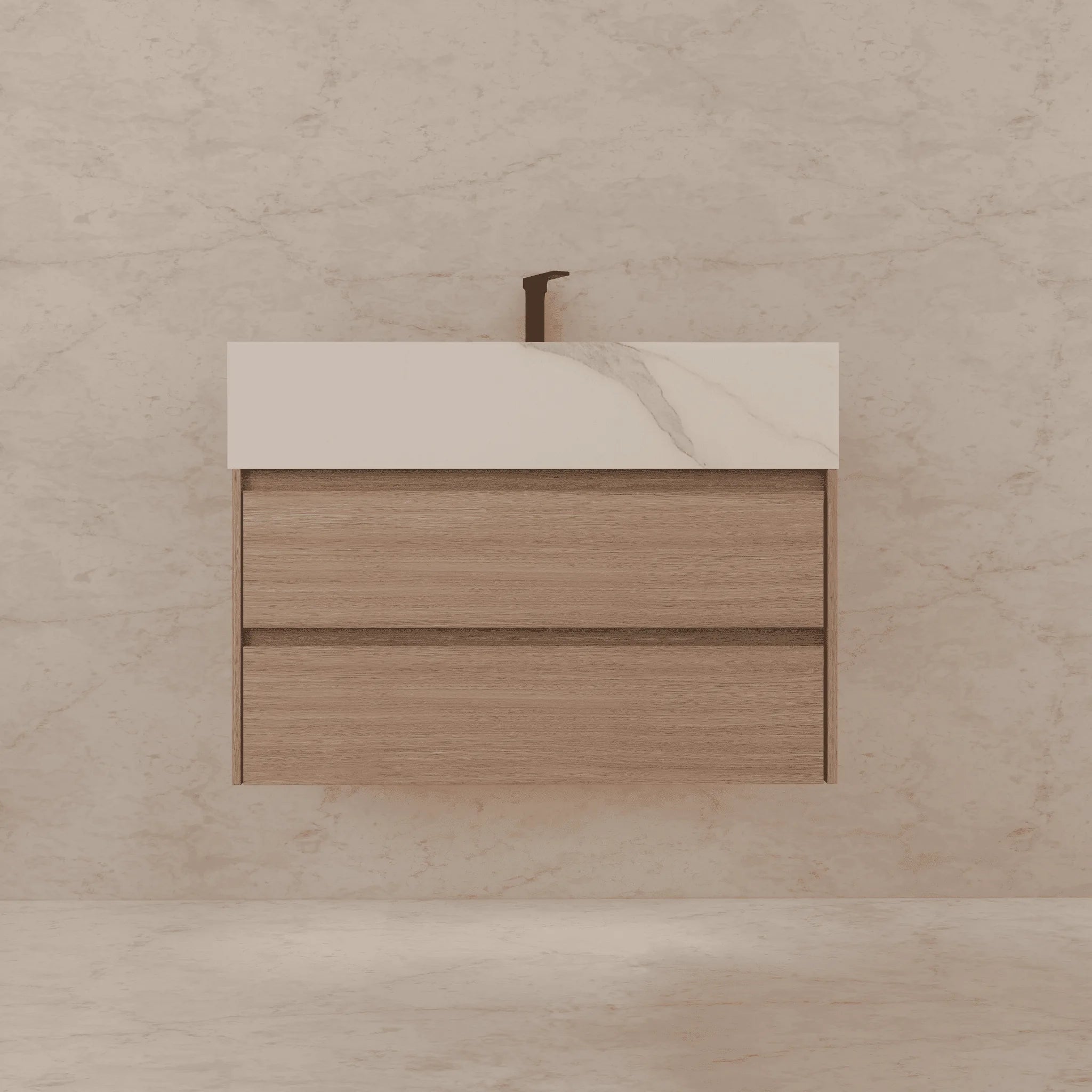 Aventino 32"/36"/40" Fluted Floating Single-Sink Vanity with Sintered Stone Top