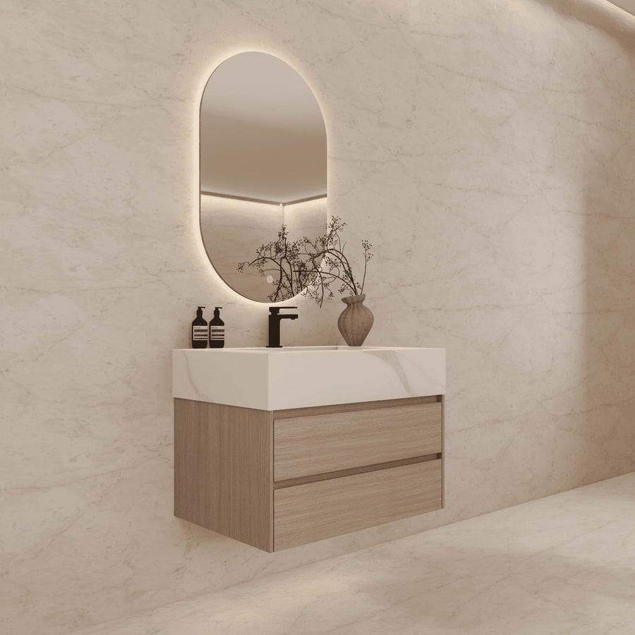 Aventino 32"/36"/40" Fluted Floating Single-Sink Vanity with Sintered Stone Top