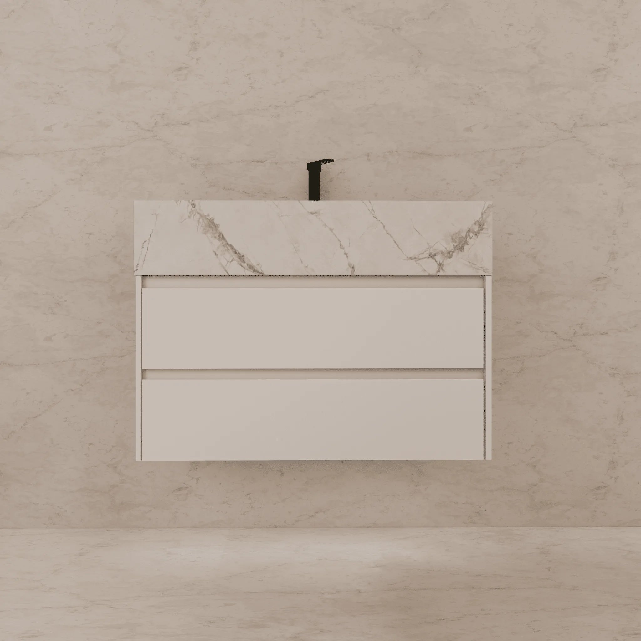 Aventino 32"/36"/40" Fluted Floating Single-Sink Vanity with Sintered Stone Top