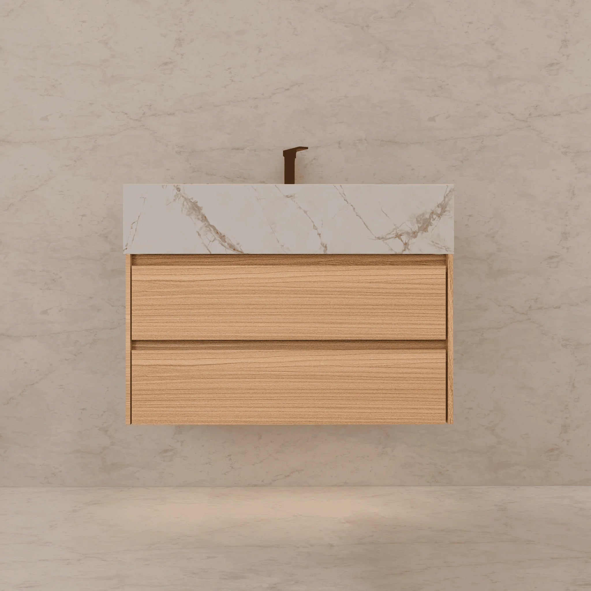 Aventino 32"/36"/40" Fluted Floating Single-Sink Vanity with Sintered Stone Top