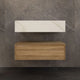Aventino 32-40-inch white carrara flat-front floating single-sink vanity — sintered stone top