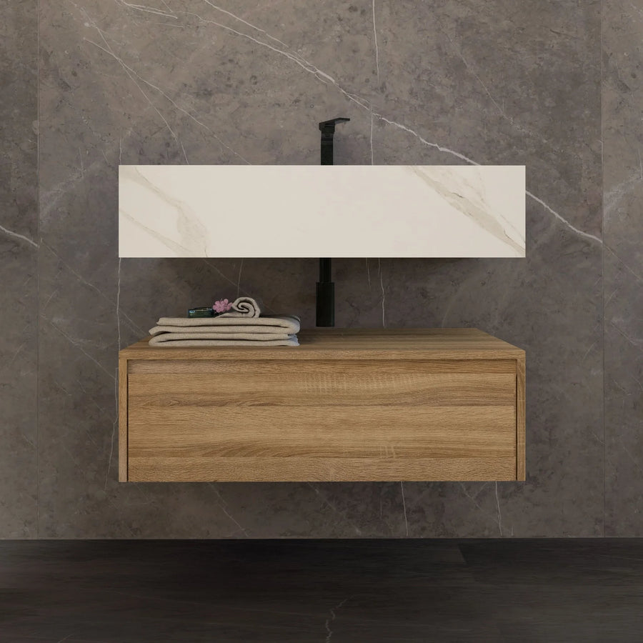 Aventino your selected finish plywood cabinet — straight-on view of drawer face