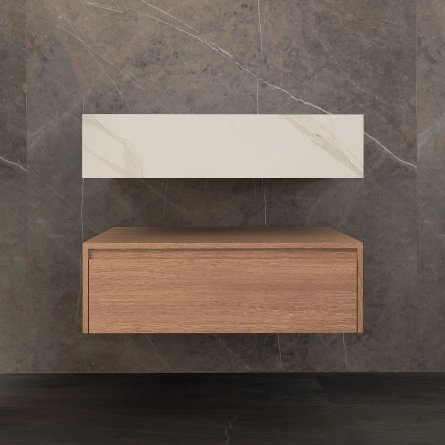Aventino 32"/36"/40" Flat-Front Plywood Floating Single-Sink Vanity with Sintered Stone Top