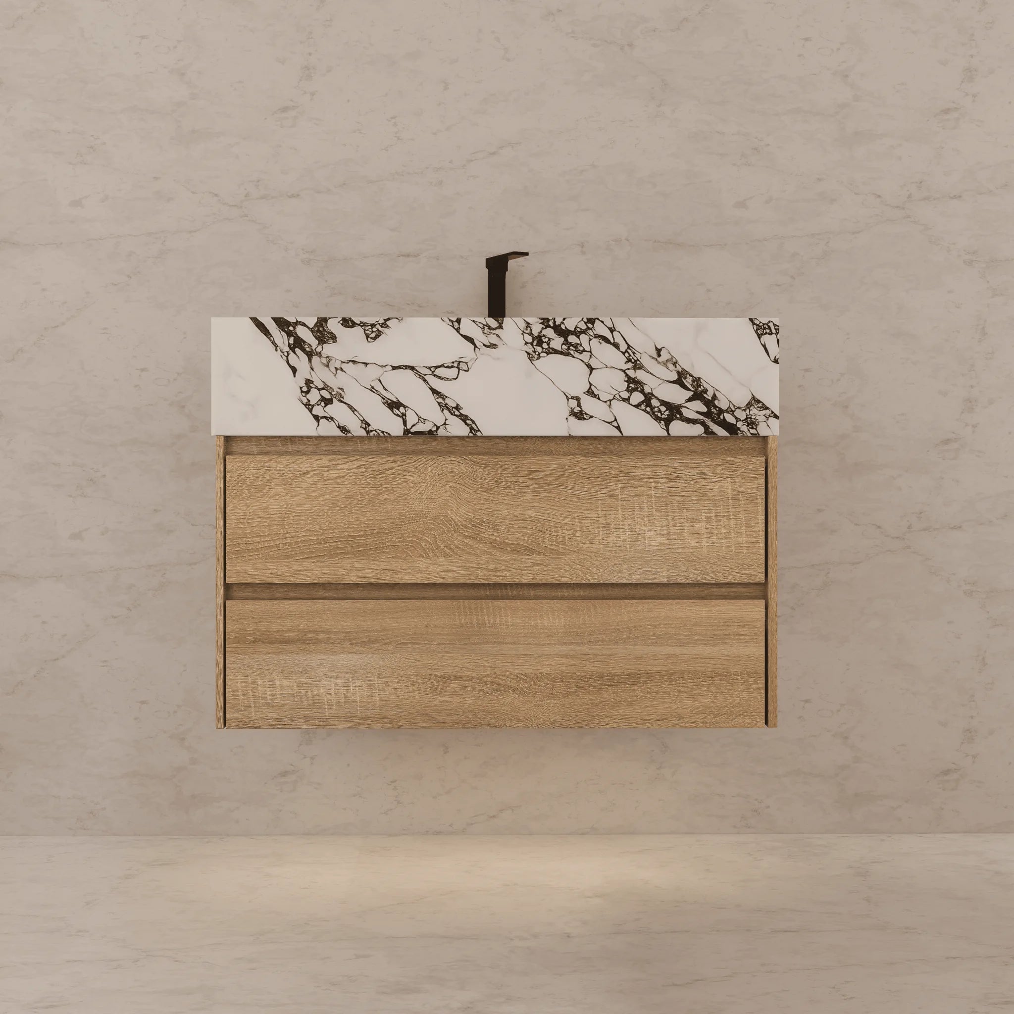 Aventino 32"/36"/40" Fluted Floating Single-Sink Vanity with Sintered Stone Top